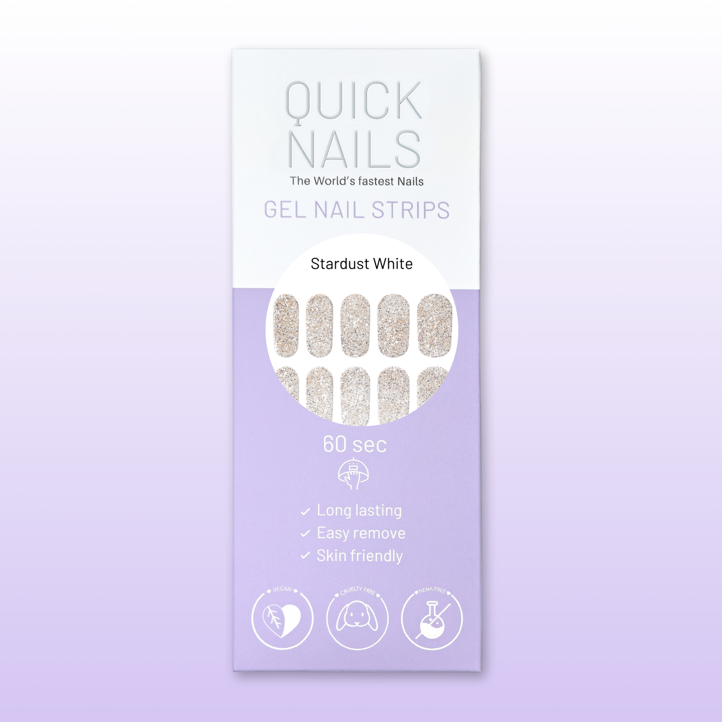 Gel Nail Strip Stardust White