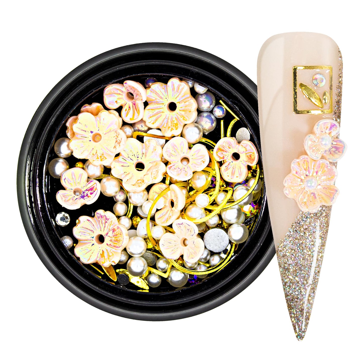 Nailart Overlay 3D Pearls Flower Mix