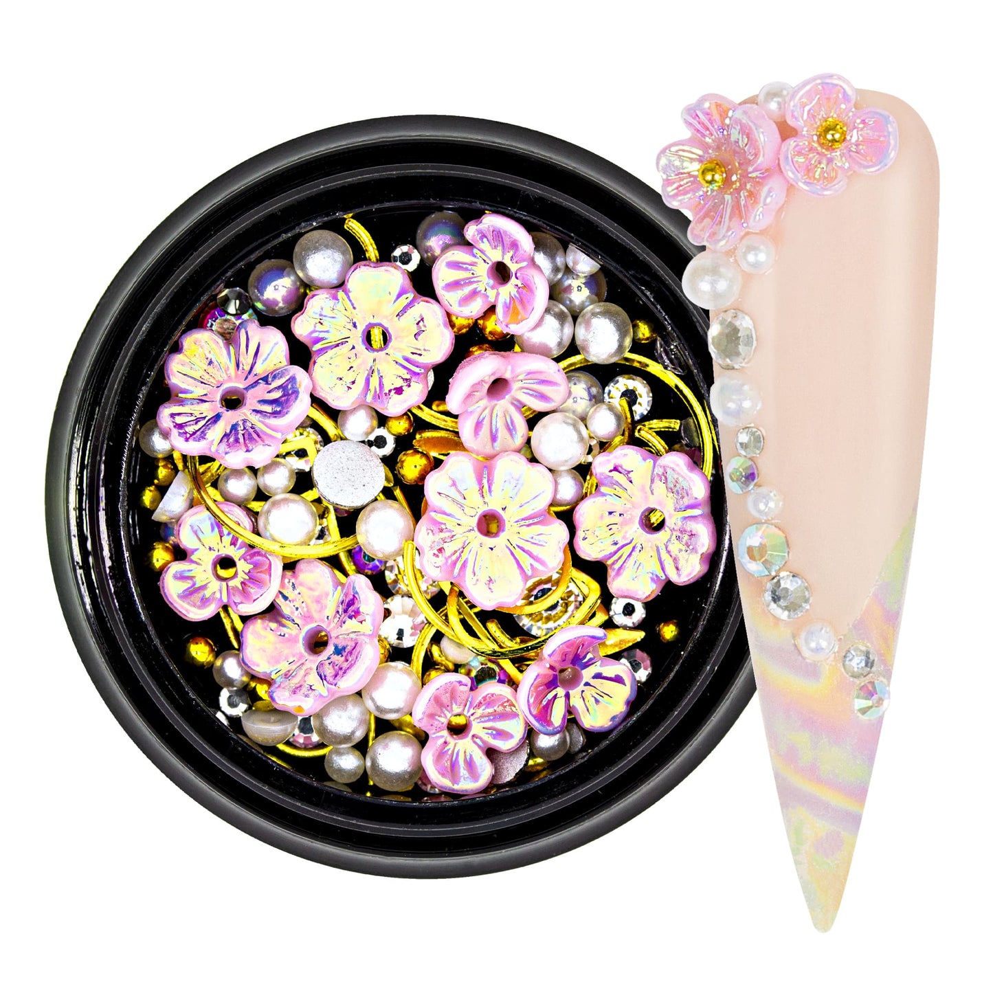 Nailart Overlay 3D Pearls Flower Mix