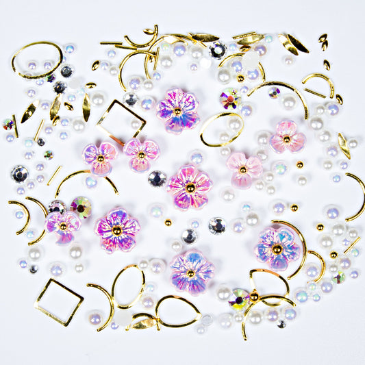 Nailart Overlay 3D Pearls Flower Mix