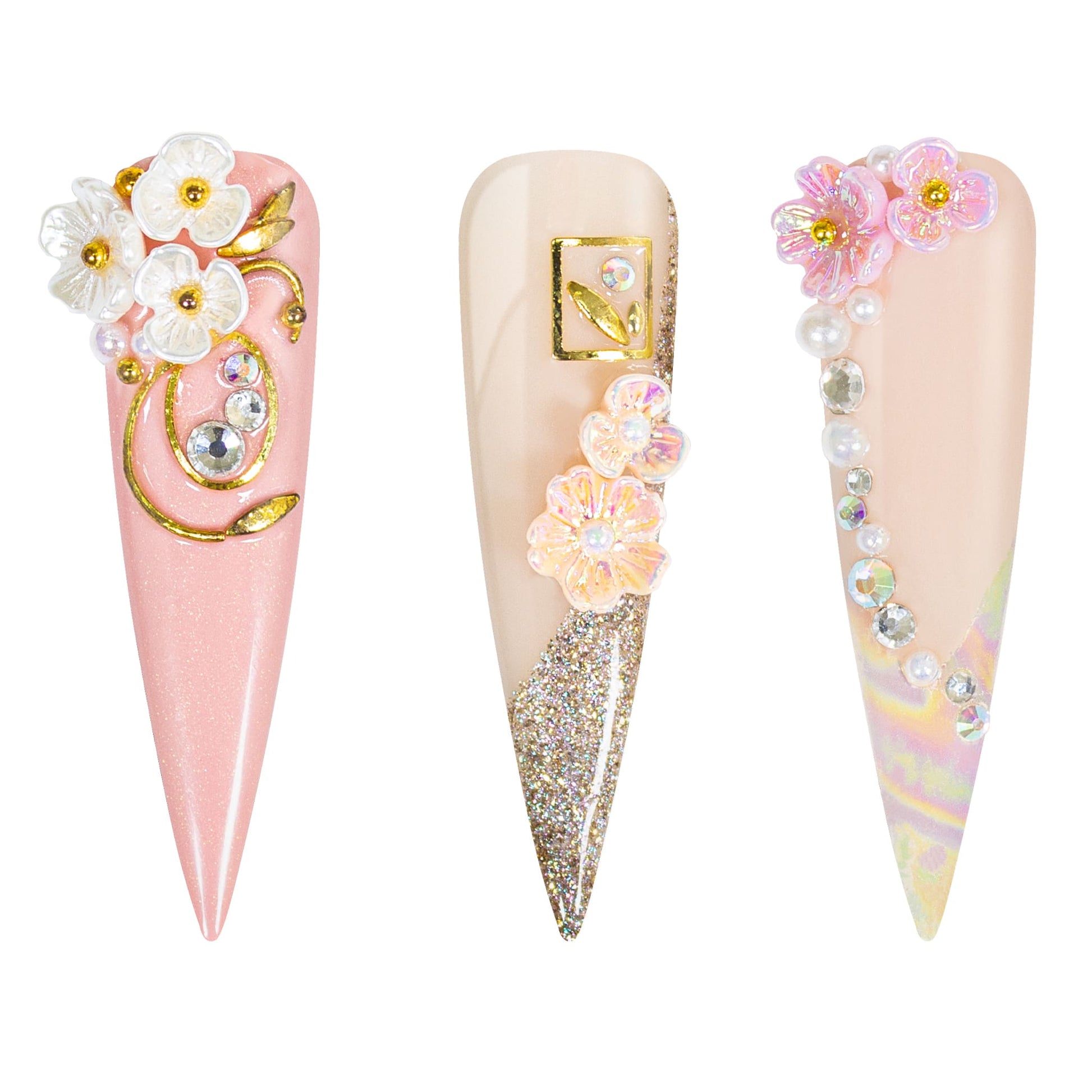 Nailart Overlay 3D Pearls Flower Mix Set