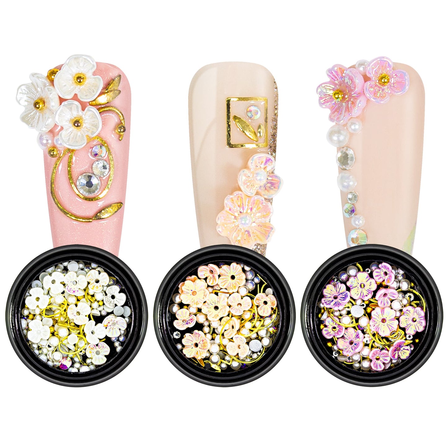 Nailart Overlay 3D Pearls Flower Mix Set