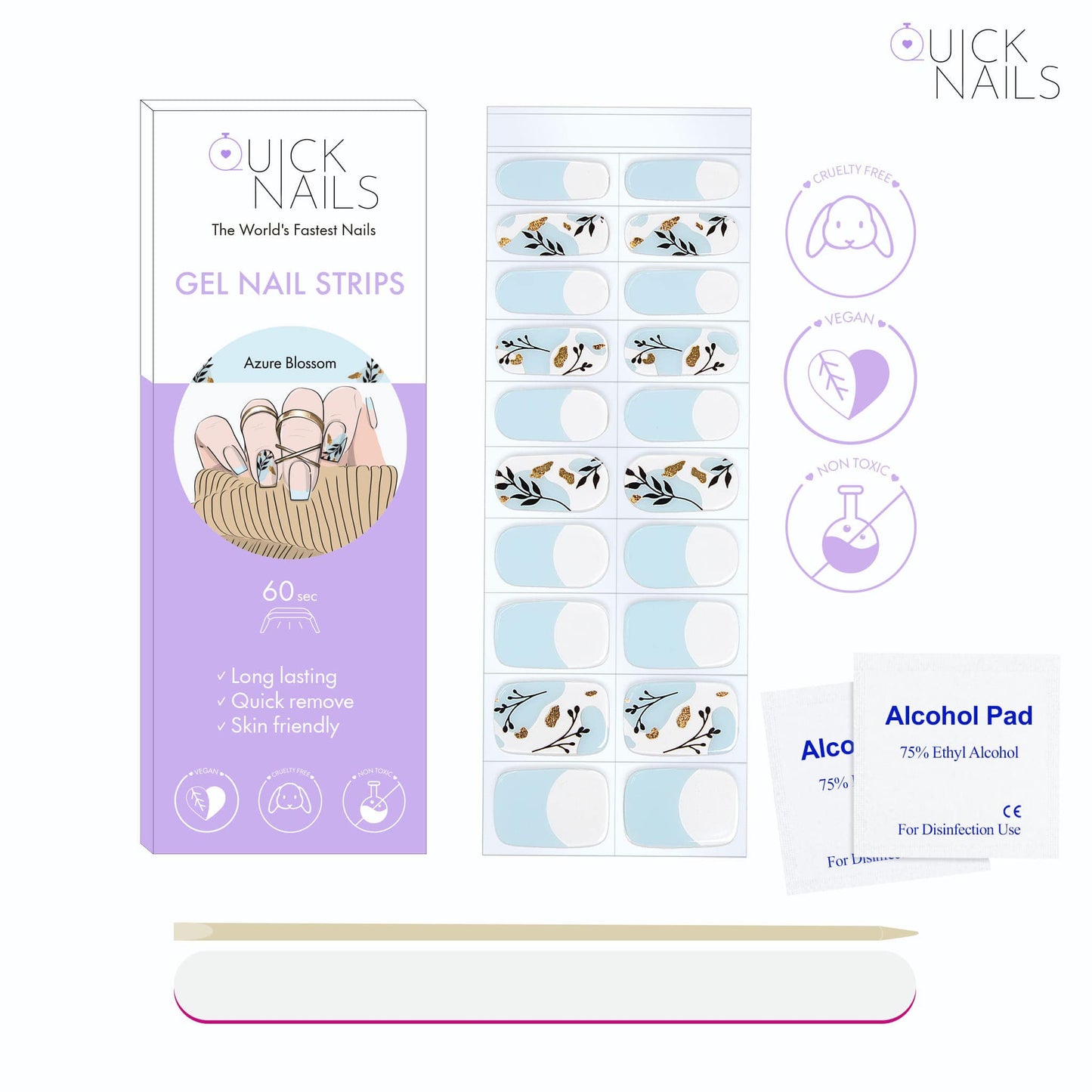 Gel Nail Strip Azure Blossom