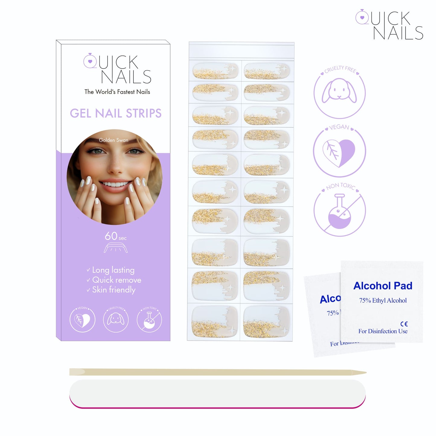 Gel Nail Strip Golden Swan