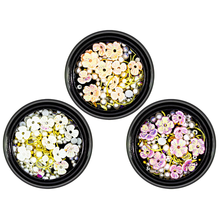 Nailart Overlay 3D Pearls Flower Mix Set