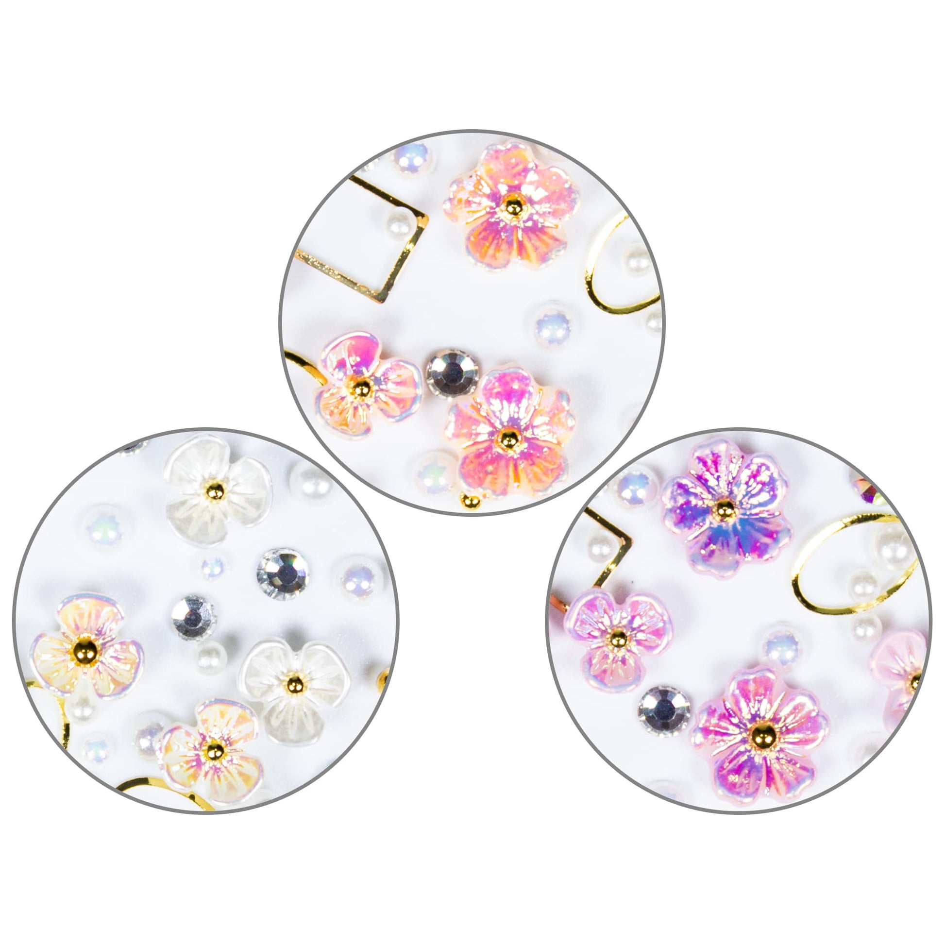 Nailart Overlay 3D Pearls Flower Mix Set